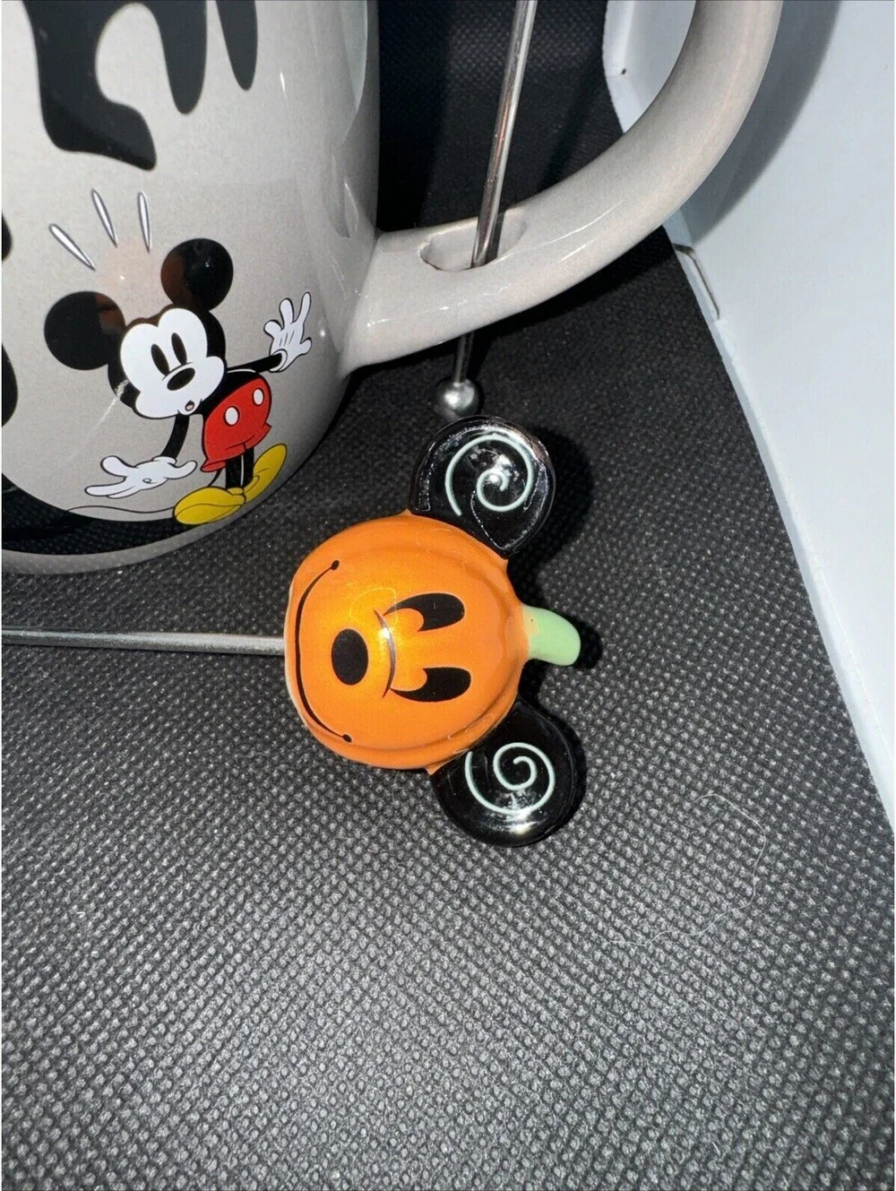 DISNEY HALLOWEEN 2023 BOO GHOST SHADOW MICKEY CERAMIC MUG WITH GHOST STIR STICK